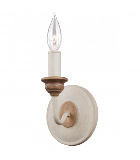 Hartsville 1 Light Indoor Candle Wall Light Chalk Washed Beachwood E14-1