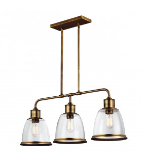 Hobson 3 Light Ceiling Island Chandelier Pendant Bar Light Brass E27-1