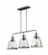 Hobson 3 Light Ceiling Island Chandelier Pendant Bar Light Satin Nickel E27-1