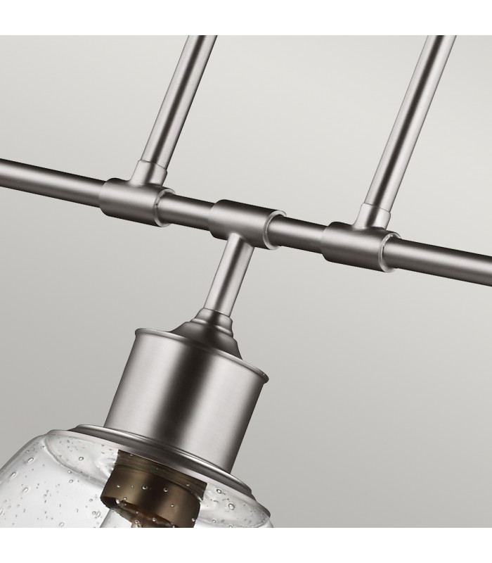 Hobson 3 Light Ceiling Island Chandelier Pendant Bar Light Satin Nickel E27-3