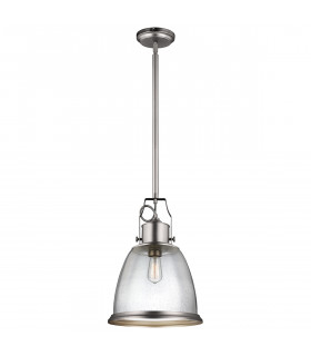 Hobson 1 Light Large Dome Ceiling Pendant Satin Nickel E27