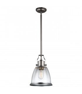 Hobson 1 Light Medium Dome Ceiling Pendant Satin Nickel E27-1