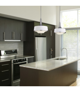 Holloway 4 Light Dome Ceiling Pendant White Brushed Steel E27-2