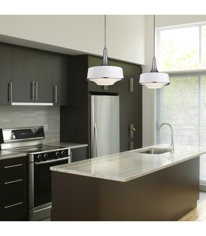 Holloway 4 Light Dome Ceiling Pendant White Brushed Steel E27-2