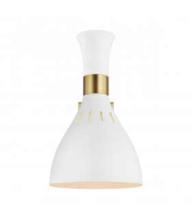Joan 1 Light Dome Wall Light Matt White Burnished Brass E27-2