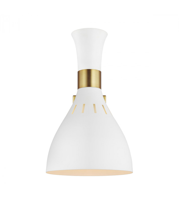 Joan 1 Light Dome Wall Light Matt White Burnished Brass E27-2