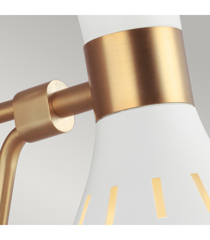 Joan 1 Light Dome Wall Light Matt White Burnished Brass E27-5
