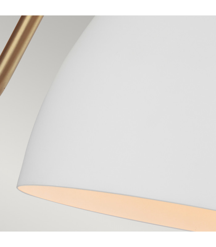 Joan 1 Light Dome Wall Light Matt White Burnished Brass E27-6