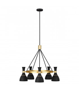 Joan 5 Light Chandelier Midnight Black Midnight Black  Burnished Brass E27-1