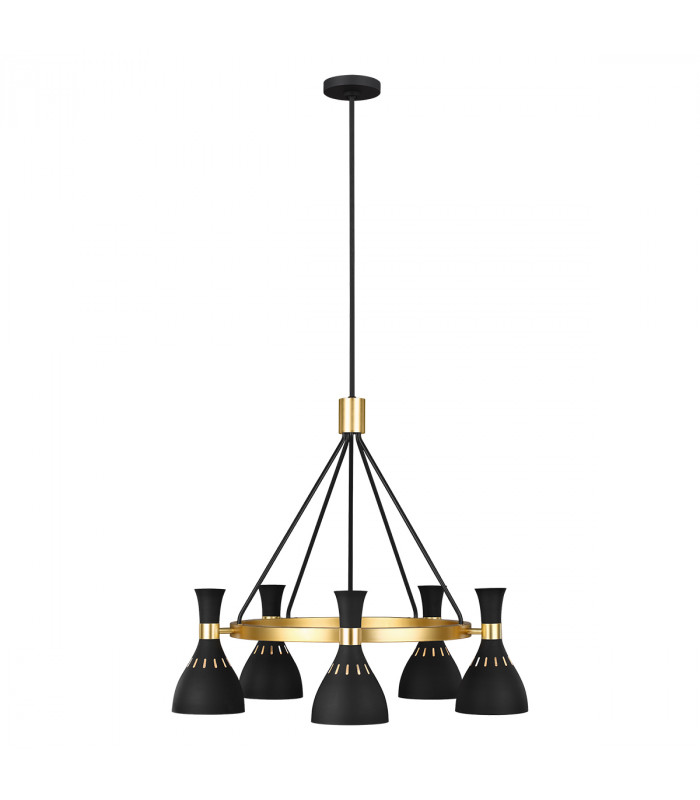 Joan 5 Light Chandelier Midnight Black Midnight Black  Burnished Brass E27-1