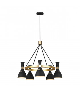 Joan 5 Light Chandelier Midnight Black Midnight Black  Burnished Brass E27-2