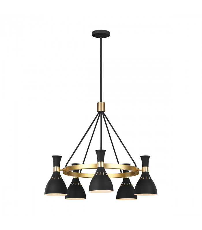 Joan 5 Light Chandelier Midnight Black Midnight Black  Burnished Brass E27-2