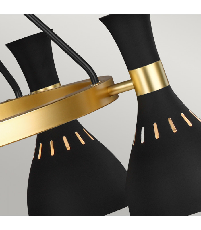 Joan 5 Light Chandelier Midnight Black Midnight Black  Burnished Brass E27-5