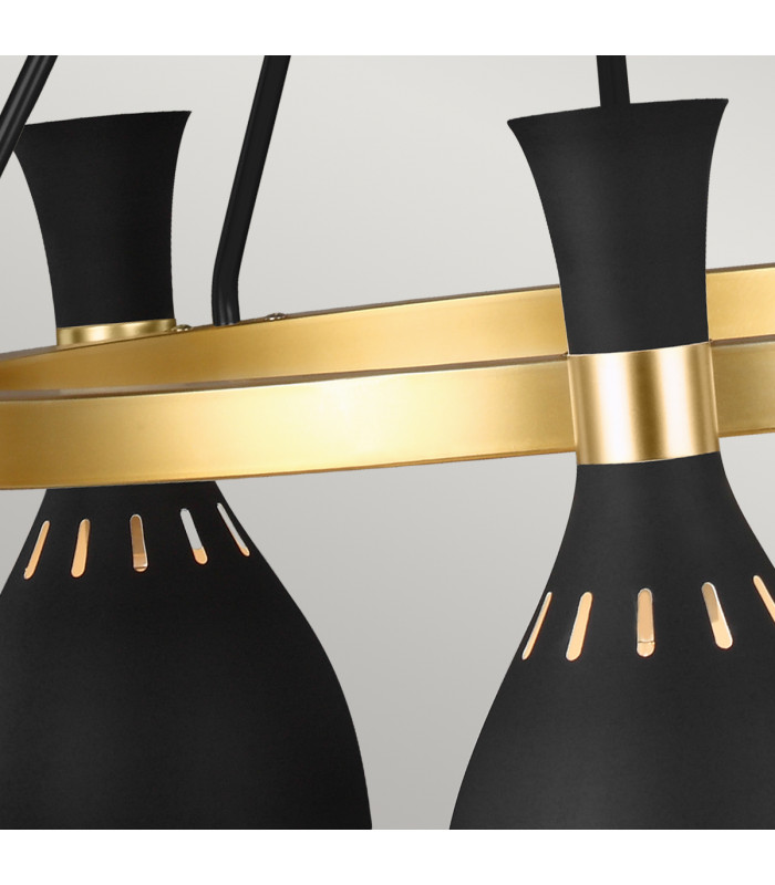 Joan 5 Light Chandelier Midnight Black Midnight Black  Burnished Brass E27-6