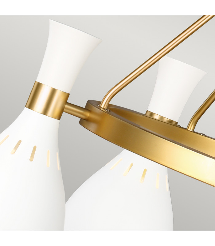 Joan 5 Light Chandelier Matt White Matt White  Burnished Brass E27-5