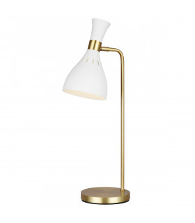 Joan 1 Light Table Lamp Matt White Matt White  Burnished Brass E27-1