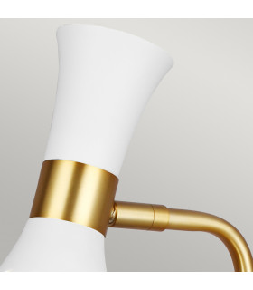 Joan 1 Light Table Lamp Matt White Matt White  Burnished Brass E27-2