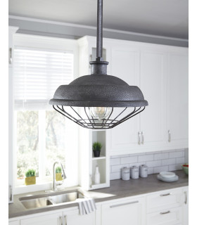 Lennex 1 Light Ceiling Pendant Grey Metal E27-2