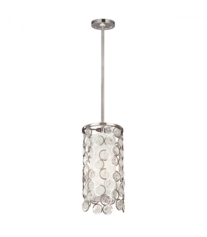 Lexi 1 Light Cylindrical Ceiling Pendant Polished Nickel E27
