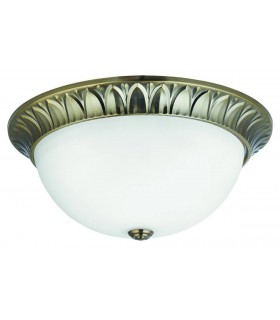 3 Light Flush Ceiling Light Antique Brass, E27 - 1