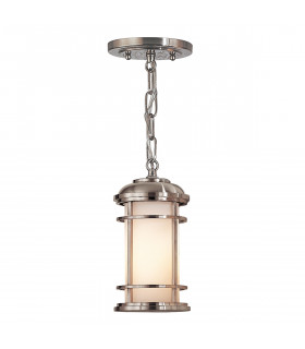 Lighthouse 1 Light Small Outdoor Ceiling Chain Lantern Brushed Steel IP44 E27