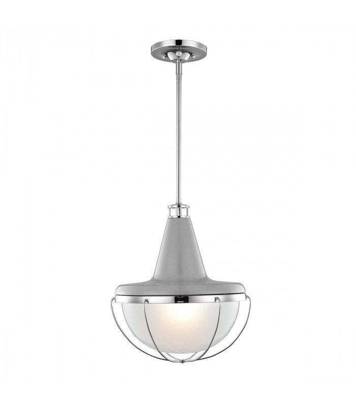 Livingstone 1 Light Ceiling Pendant Polished Nickel Grey E27-1