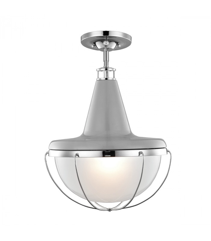 Livingstone 1 Light Ceiling Pendant Polished Nickel Grey E27-2