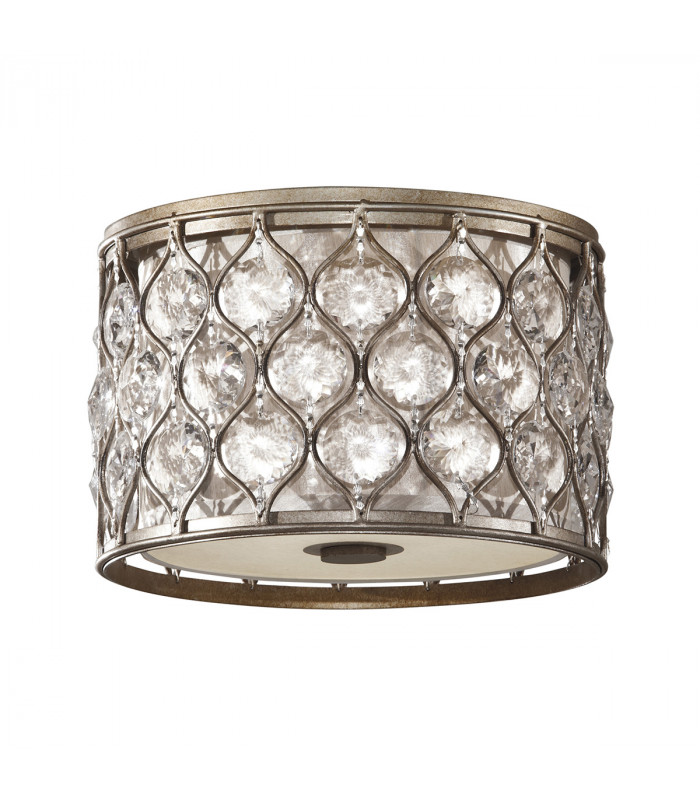 Lucia 2 Light Flush Ceiling Light Burnished Silver E27-1