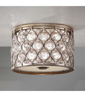 Lucia 2 Light Flush Ceiling Light Burnished Silver E27-2