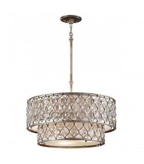 Lucia 6 Light Cylindrical Chandelier Pendant Polished Silver Finish E27-1