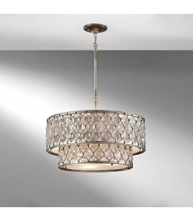 Lucia 6 Light Cylindrical Chandelier Pendant Polished Silver Finish E27-2