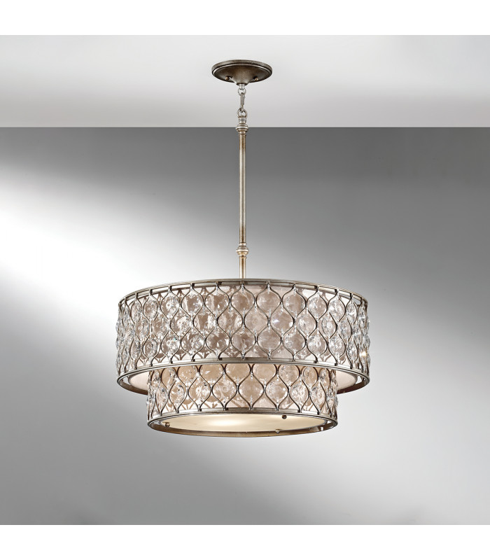 Lucia 6 Light Cylindrical Chandelier Pendant Polished Silver Finish E27-2
