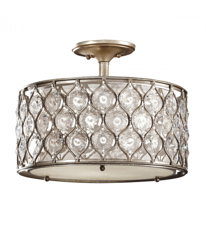 Lucia 3 Light Semi Flush Ceiling Light Burnished Silver E27-1