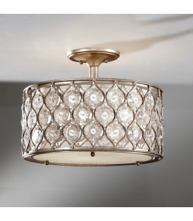 Lucia 3 Light Semi Flush Ceiling Light Burnished Silver E27-2