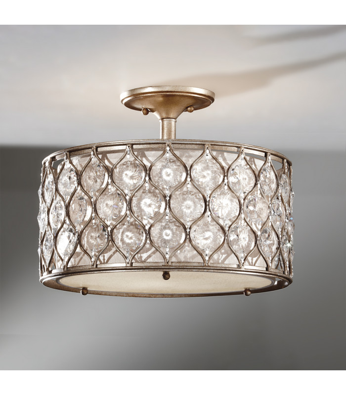 Lucia 3 Light Semi Flush Ceiling Light Burnished Silver E27-2