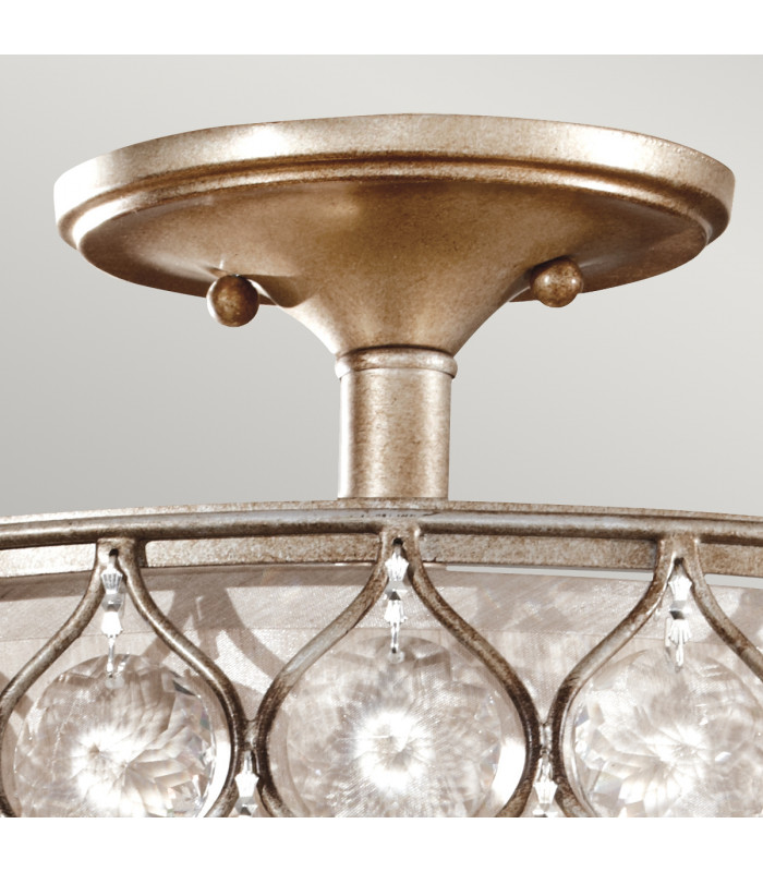 Lucia 3 Light Semi Flush Ceiling Light Burnished Silver E27-3