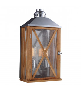 Lumiere 2 Light Outdoor Medium Wall Lantern Light Natural Oak IP44 E27