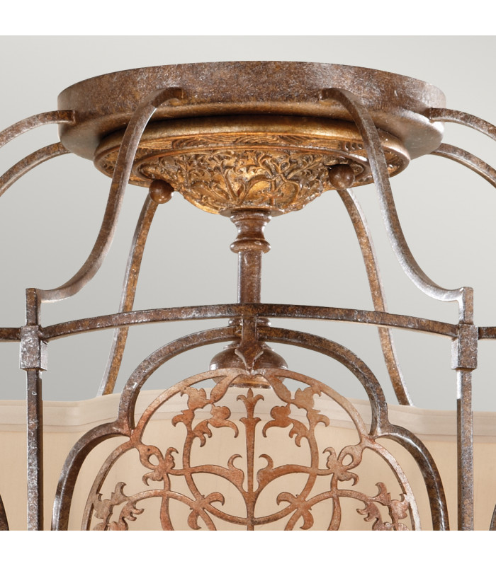 Marcella 3 Light Semi Flush Ceiling Light British Bronze E27-2