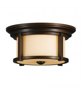 Merrill 2 Light Outdoor Flush Mount Ceiling Light Heritage Bronze IP44 E27-1