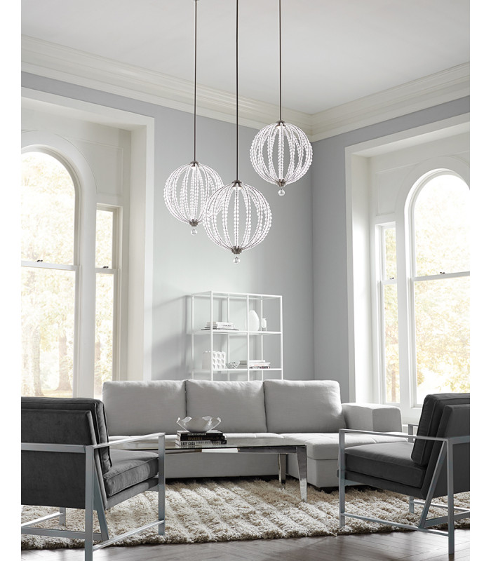 Oberlin LED 2 Light Medium Spherical Ceiling Pendant Satin Nickel-3