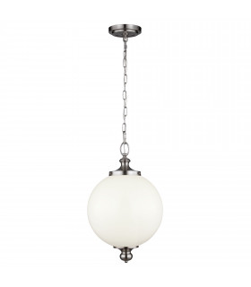 Parkman 1 Light Large Globe Ceiling Pendant Brushed Steel E27
