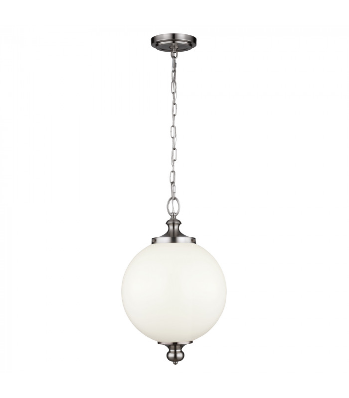 Parkman 1 Light Large Globe Ceiling Pendant Brushed Steel E27