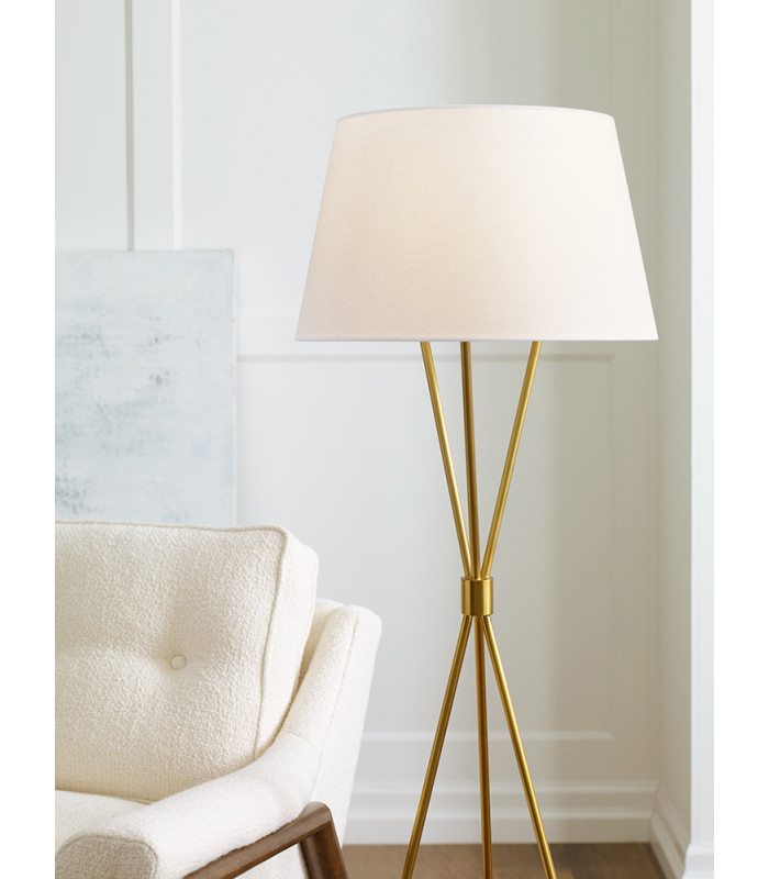 Penny 1 Light Floor Lamp Burnished Brass E27-2