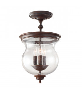 Pickering Lane 3 Light Semi Flush Ceiling Light Antique Bronze E14-1