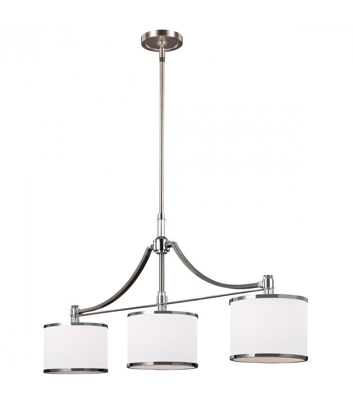 Prospect Park 3 Light Ceiling Island Chandelier Pendant Bar Light Satin Nickel Chrome E27-1