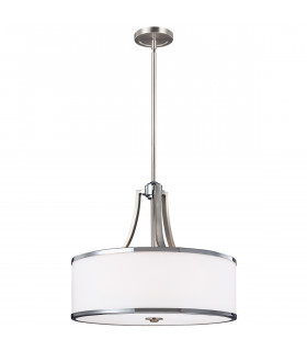 Prospect Park 4 Light Round Ceiling Pendant Satin Nickel Chrome E27-1