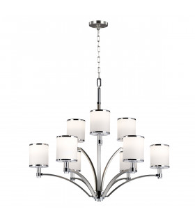 Prospect Park 9 Light Multi Arm Chandelier Satin Nickel Chrome Finish E27-1