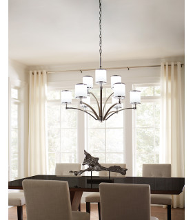 Prospect Park 9 Light Multi Arm Chandelier Satin Nickel Chrome Finish E27-2