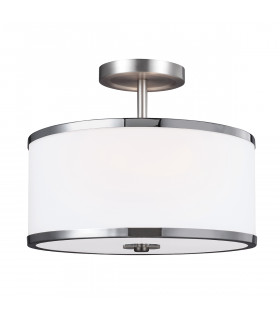 Prospect Park 2 Light Semi Flush Ceiling Light Chrome Satin Nickel E27-1