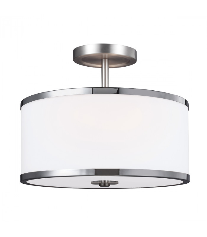 Prospect Park 2 Light Semi Flush Ceiling Light Chrome Satin Nickel E27-1